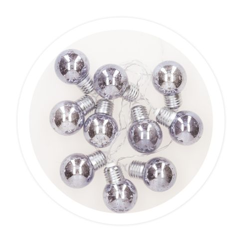 GUIRNALDA LED DE BOMBILLAS PLATEADAS 1,35M LUZ FRI
