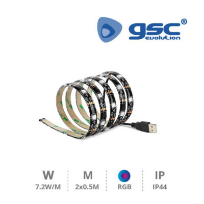 TIRA DE LED USB 2X0,5M PARA TV 7,2W/M RGB