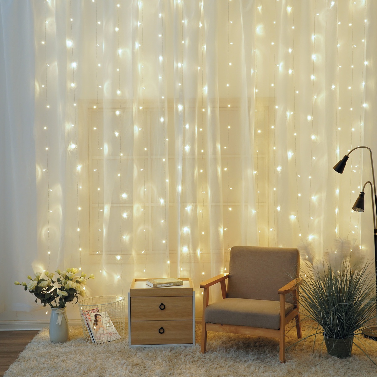 CORTINA LED LUMINOSA 2X2M LUZ FRIA