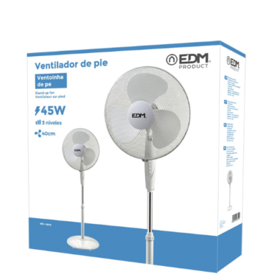 VENTILADOR DE PIE, BLANCO. 45W ALTURA REGULABLE