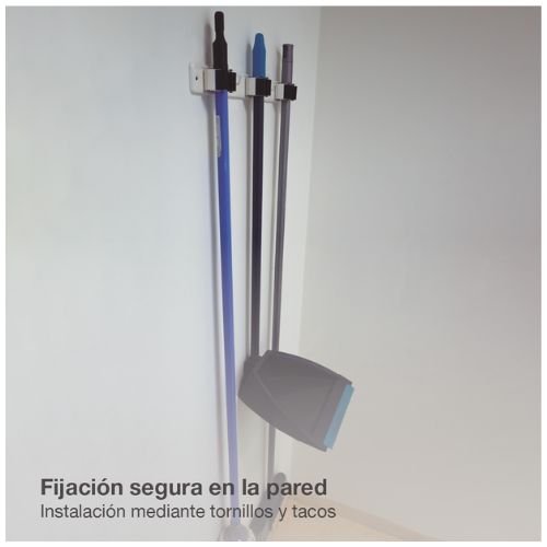 SUJETAESCOBAS TRIPLE ACERO CON RODILLOS GOMA - Imagen 2