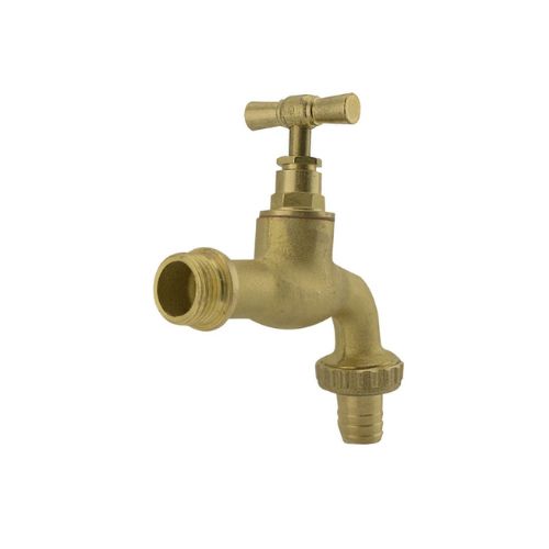 GRIFO RACOR LATON JARDIN 1/2X3/4 CURVO MATE
